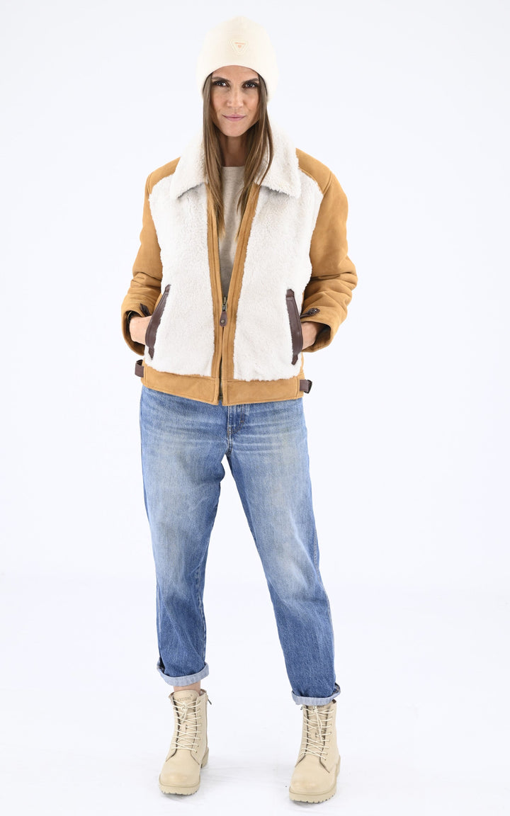 A "LCW HOLLY" Camel Schott Blouson Femme closed photo