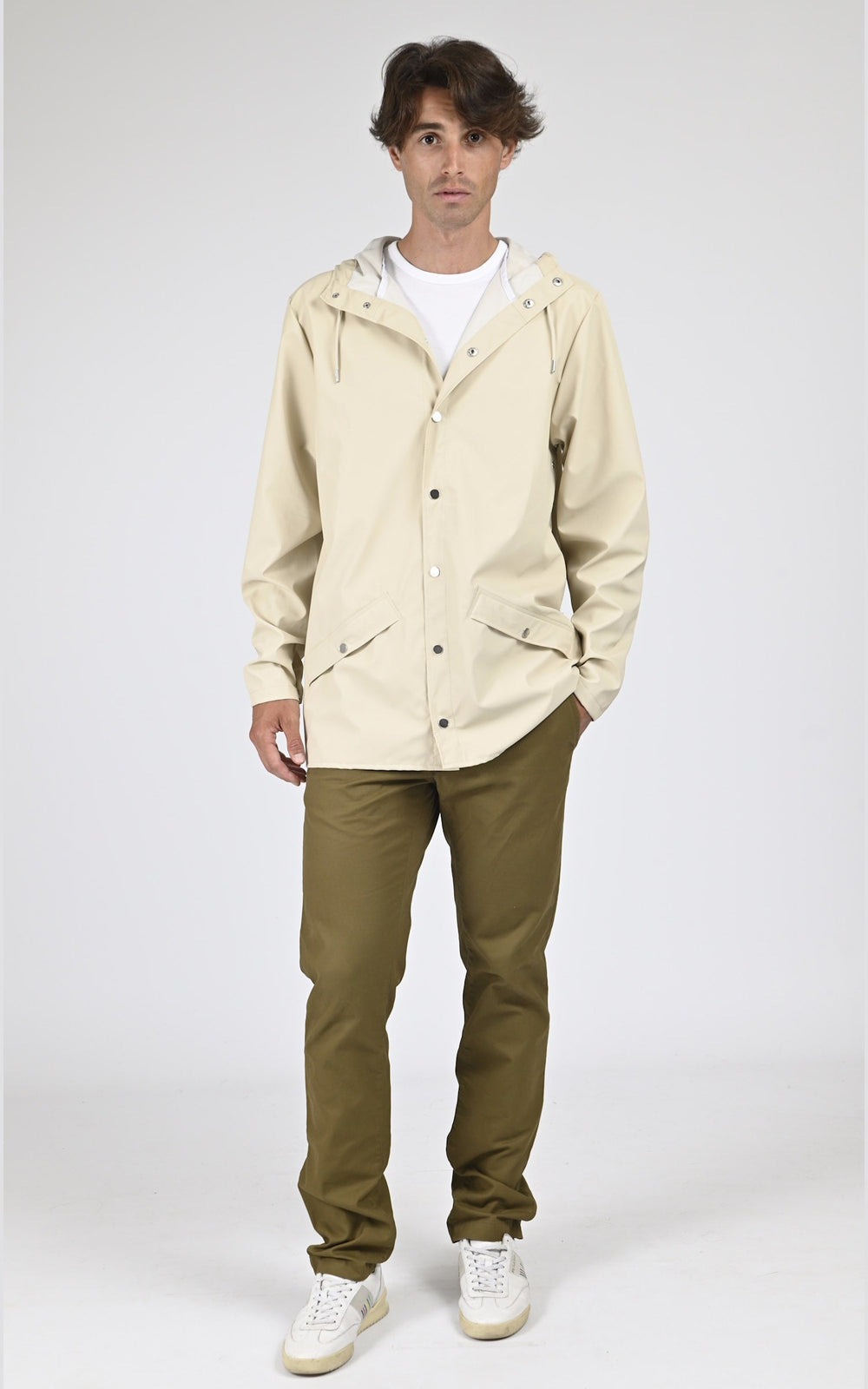 Veste Textile Mixte Rains, modèle 12010 jacket de couleur beige / taupe