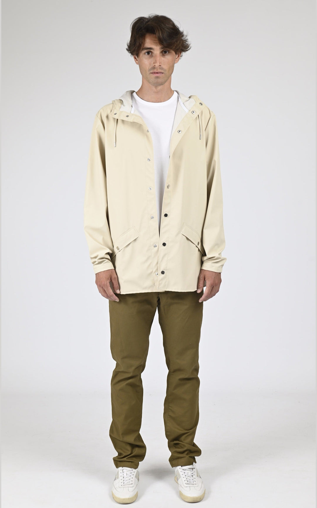 Veste Textile Mixte Rains, modèle 12010 jacket de couleur beige / taupe