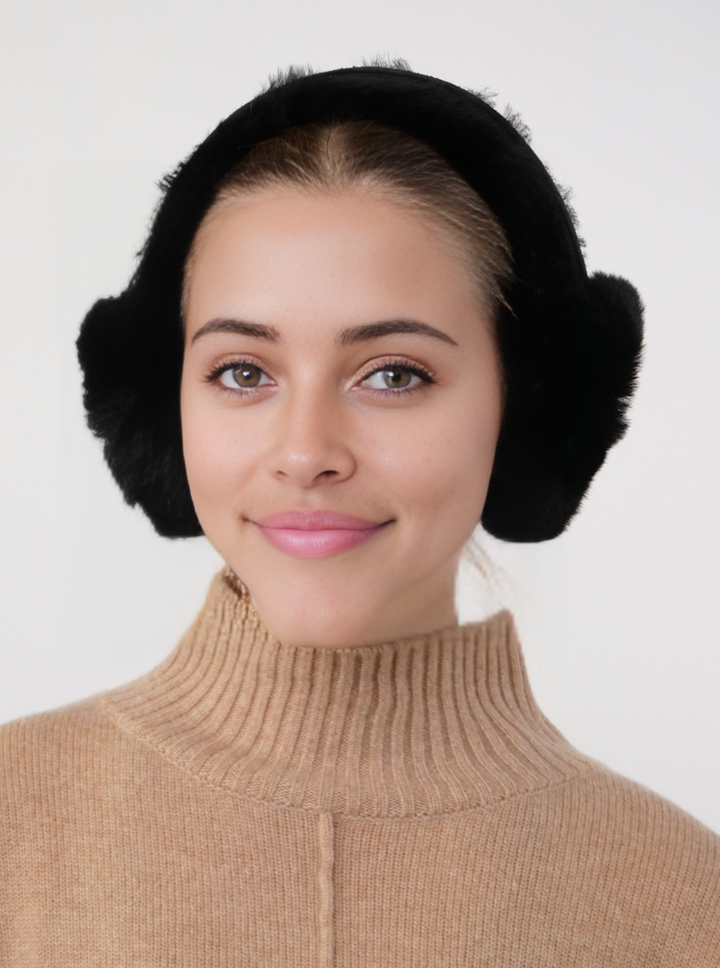 ZXM-207 Ear Muffs Suede Lamb - Women Black