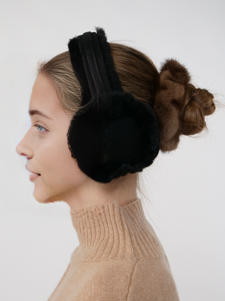 ZXM-207 Ear Muffs Suede Lamb - Women Black
