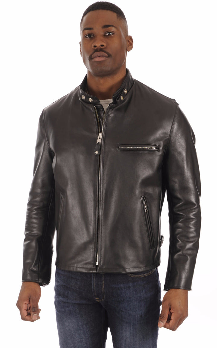 Blouson Cuir Homme Schott, modèle 141 de couleur noir