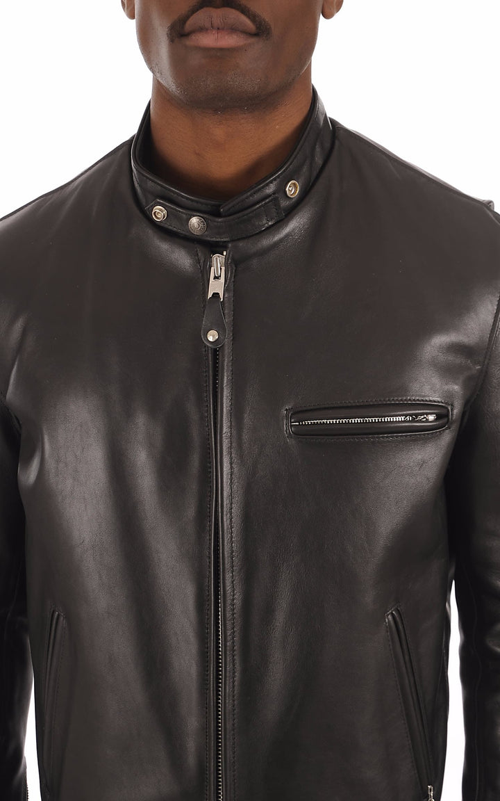 Blouson Cuir Homme Schott, modèle 141 de couleur noir