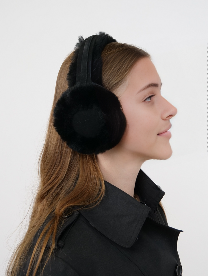 ZXM-207 Ear Muffs Suede Lamb - Women Black