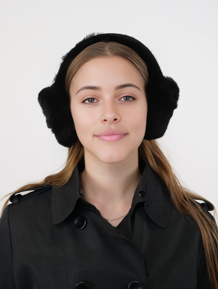 ZXM-207 Ear Muffs Suede Lamb - Women Black