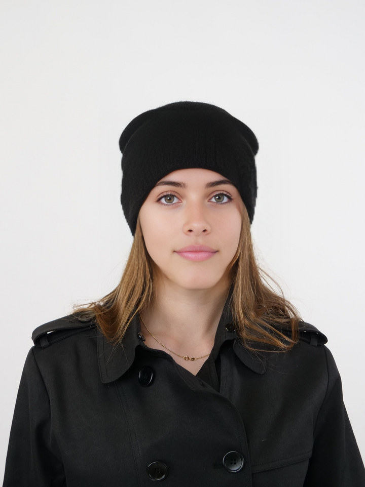 SY-HT2402F Hat - 100% PureCashmere - Tilbehør - Sort