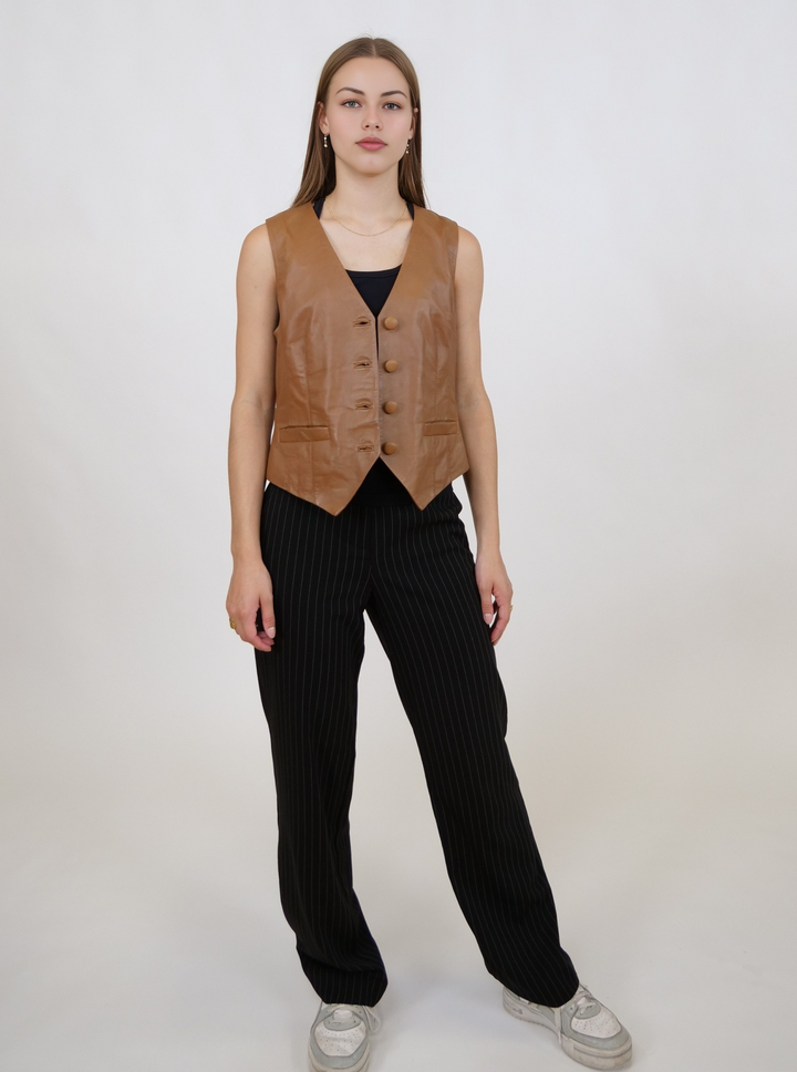 Renny Vest, 46 cm. - Lamb Dior Leather - Dame - Caramel