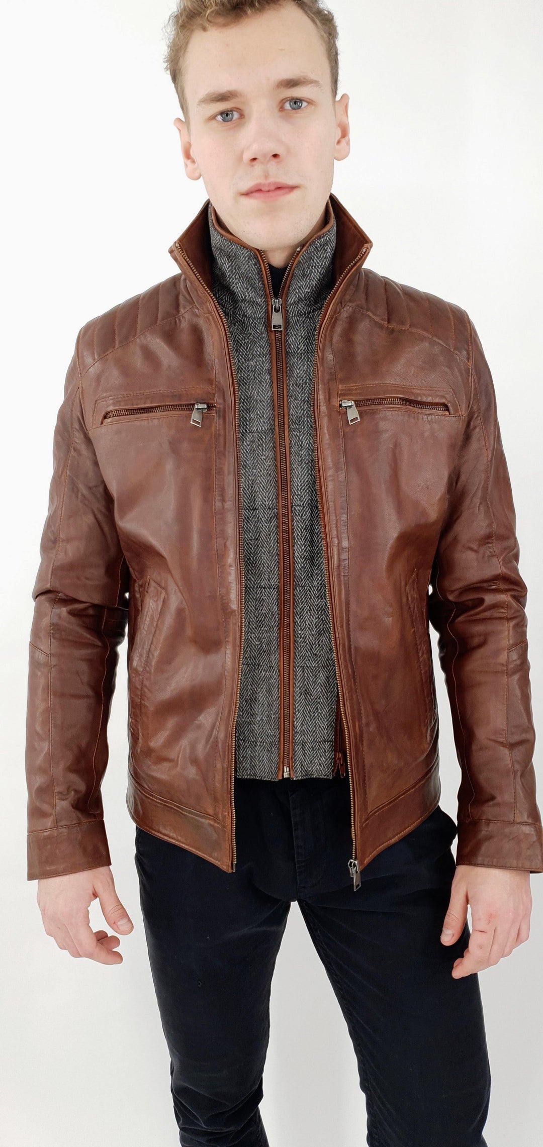 Smart - Nahkatakki - Mies - Copper Brown
