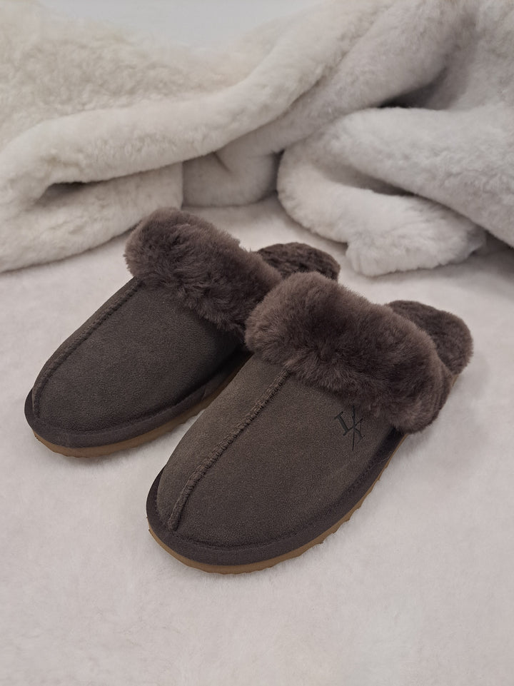 LV1 Hausschuhe – Wildleder-Lamm – Accessoires – Dunkelbraun