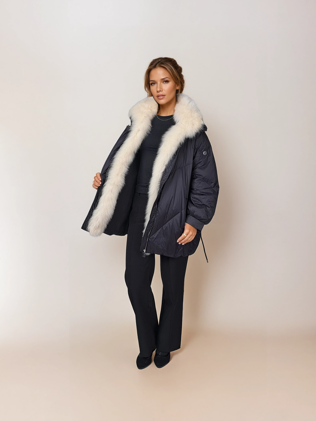 Elfenben, 80 cm. - Down - Kvinder - Sort