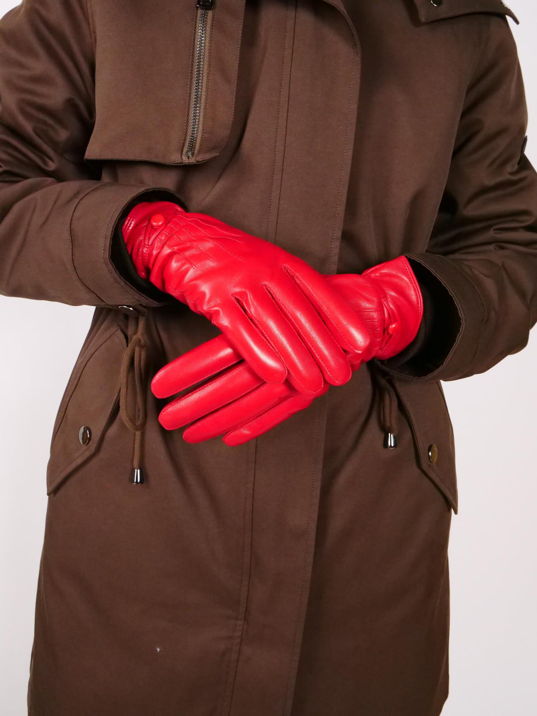 2646 Handschoen - Lam Slink Leer - Accessoires - Rood