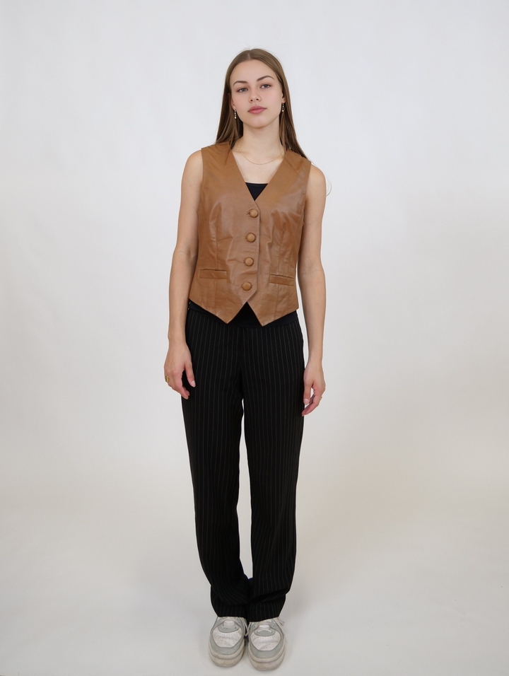 Renny Vest, 46 cm. - Lamb Dior Leather - Dame - Caramel