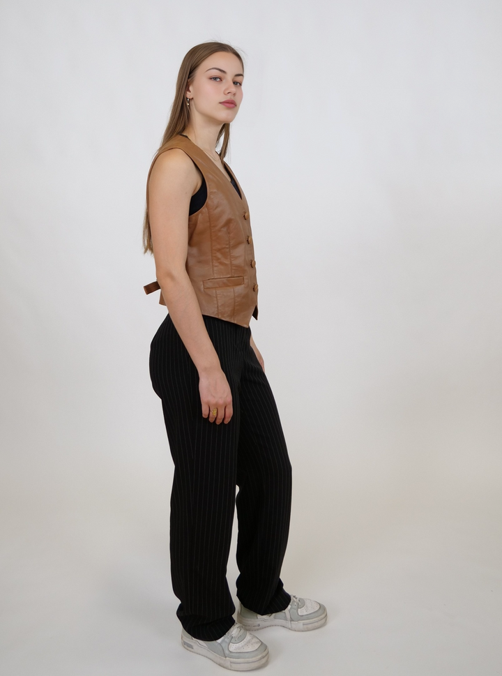 Renny Vest, 46 cm. - Lamb Dior Leather - Dame - Caramel