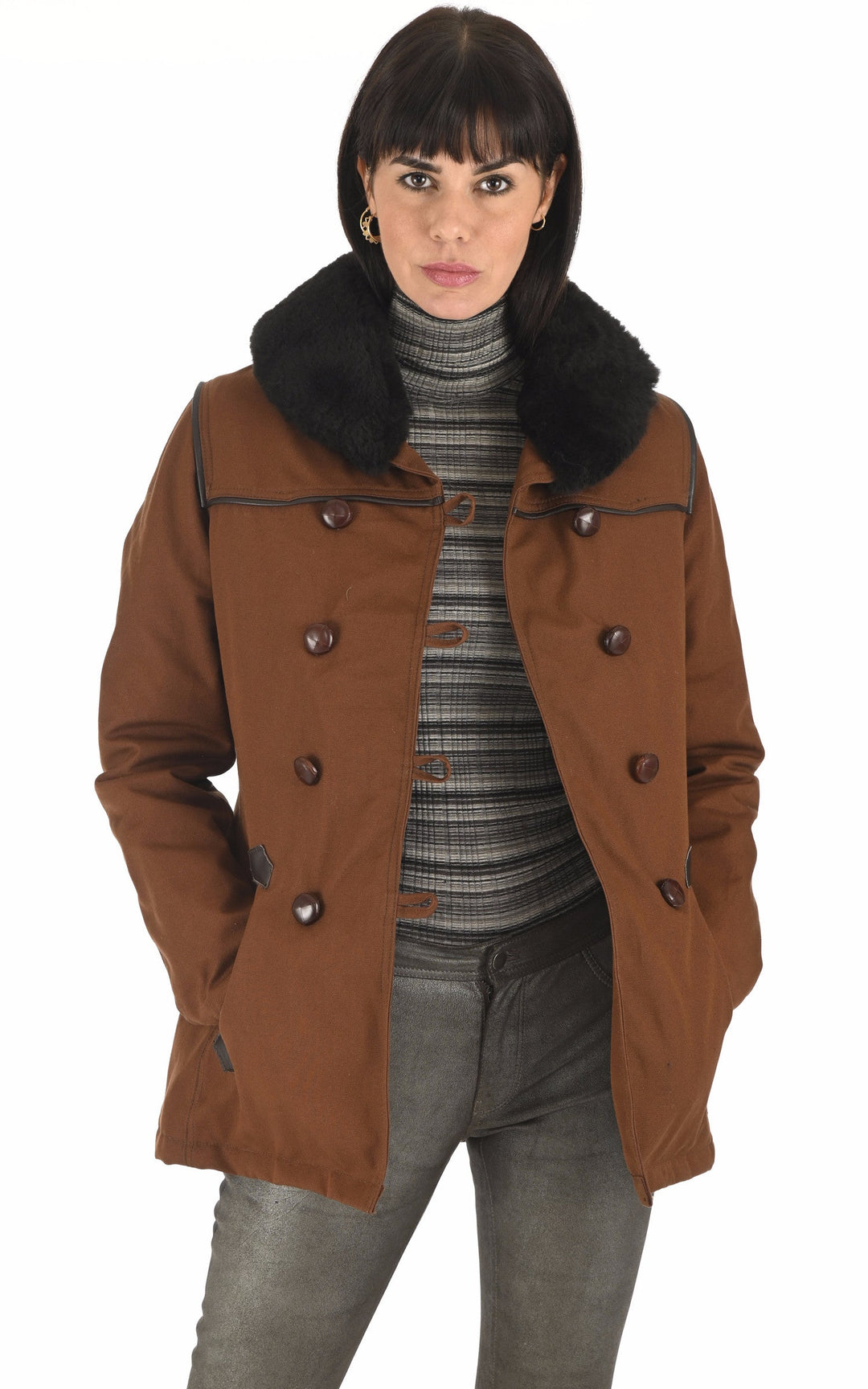 A "CANADIENNE F" Marron La Canadienne Veste Femme opened photo
