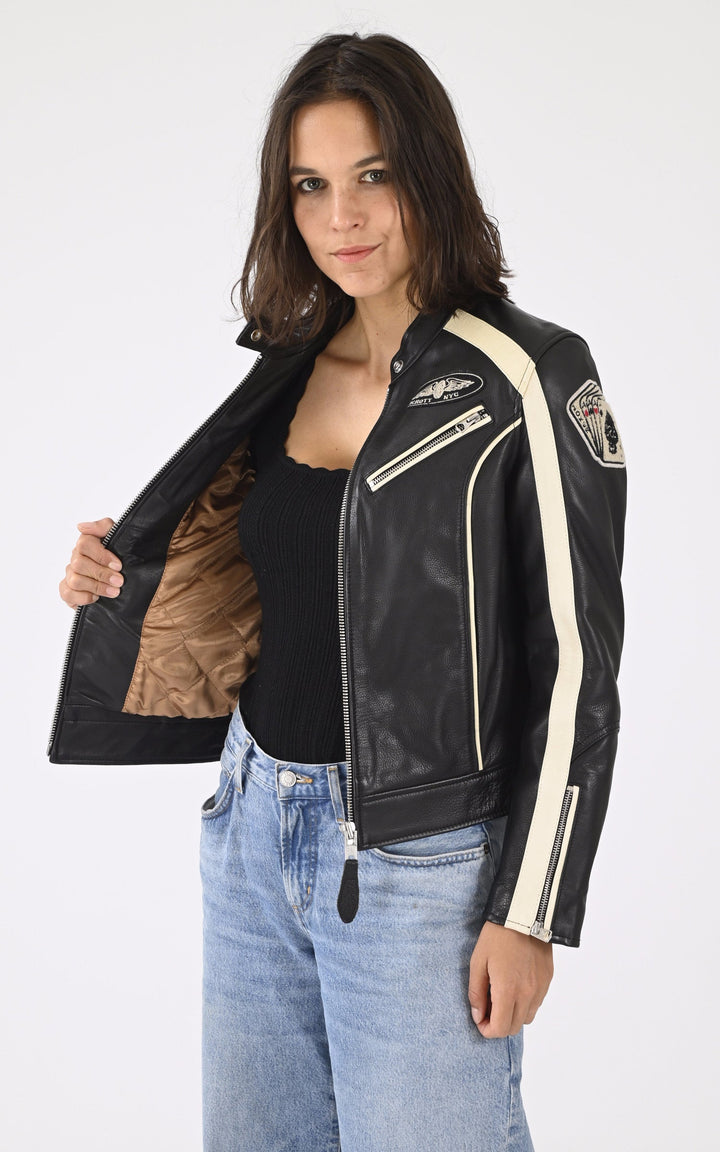 A "LCW INDIANA" Noir Schott Blouson Femme interior photo