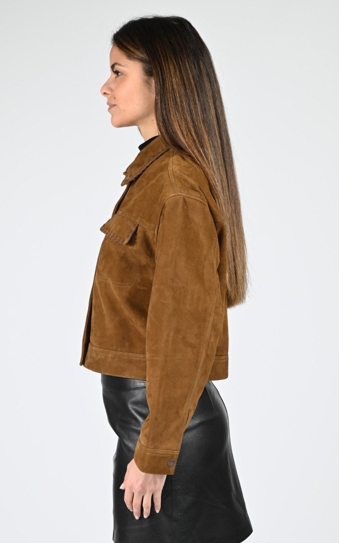 Blouson Daim Femme Schott, modèle 70lcw mandy de couleur caramel