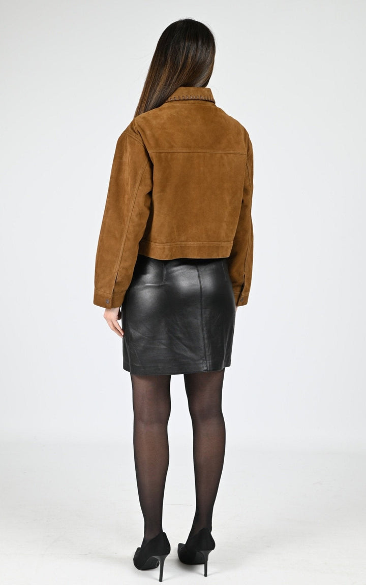 Blouson Daim Femme Schott, modèle 70lcw mandy de couleur caramel