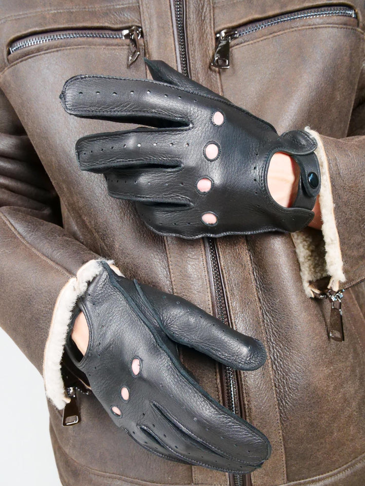 Guanti da guida da uomo 299 - Agnello - Accessori - Neri