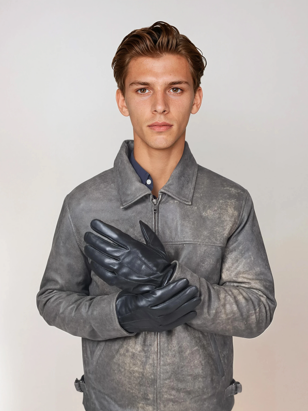 7607 Glove Lamb Slink Leather -Accesories Black