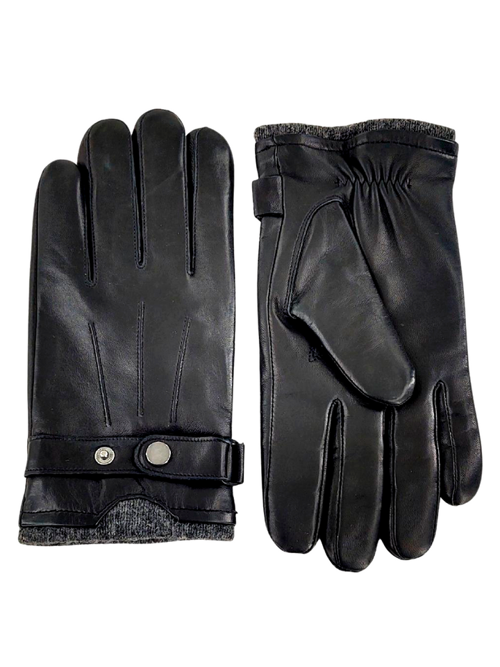 219 Handschoen - Lam Slink Leer - Heren - Zwart