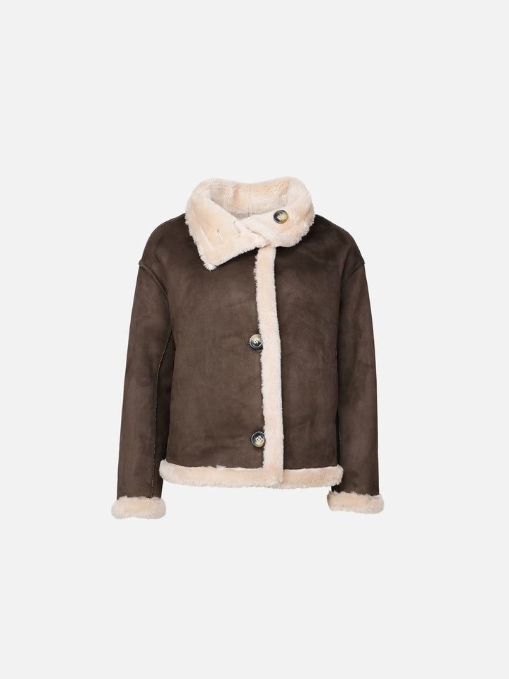 Heidi, 60 cm. - Krage - Air 100% ull vendbar jakke - Dame - Brun