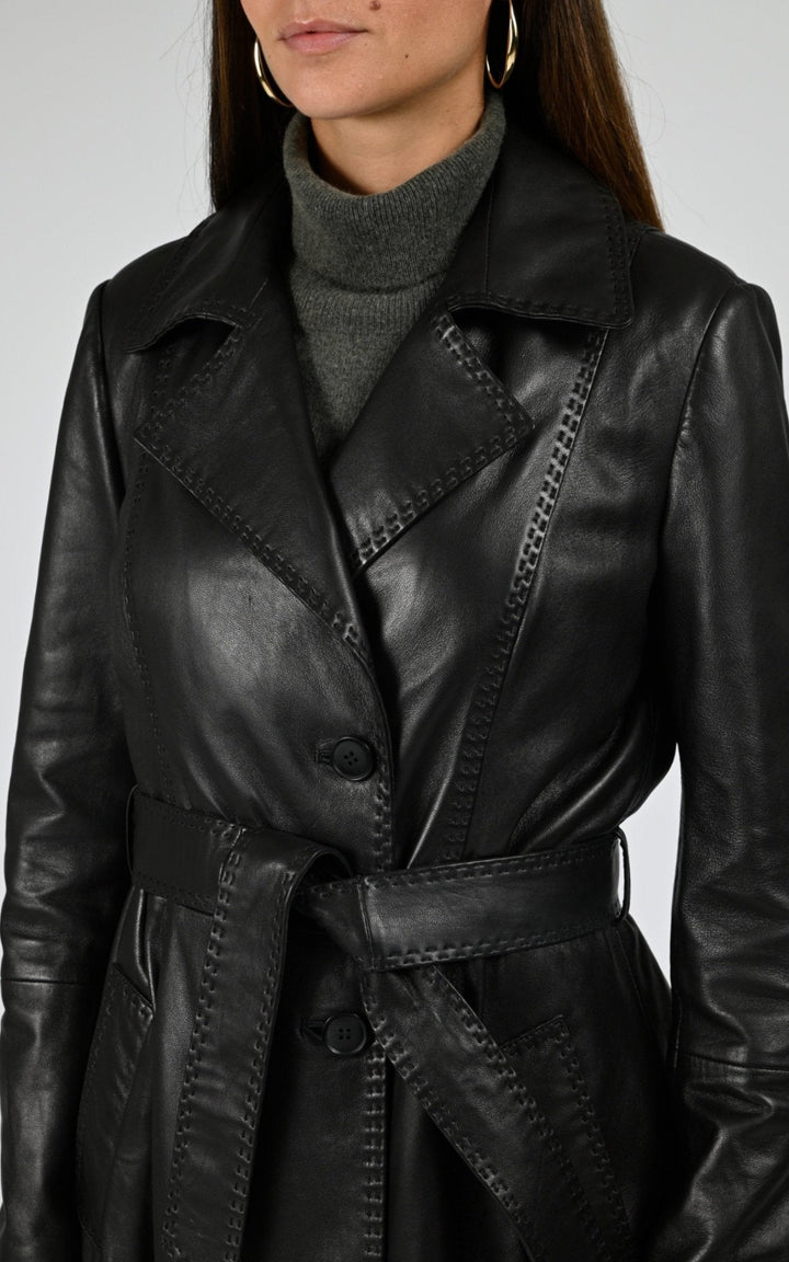 Manteau Cuir Femme La Canadienne, modèle B2523z de couleur black