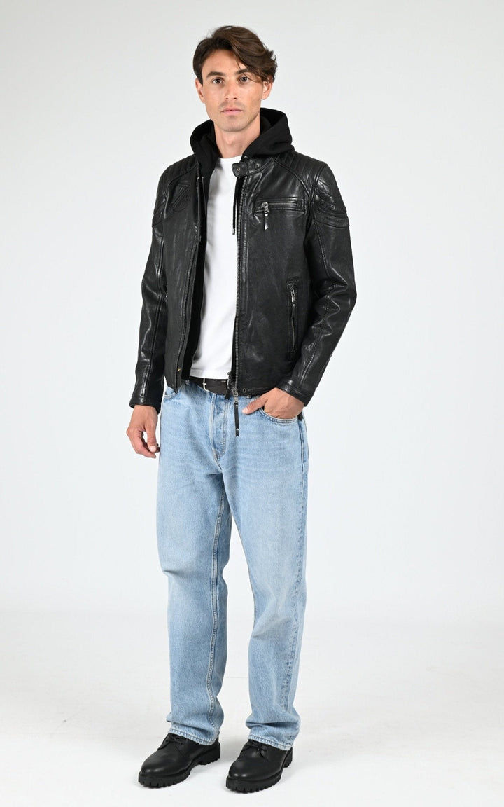 Blouson Cuir Homme Daytona 73, modèle Dodds 104270 de couleur black