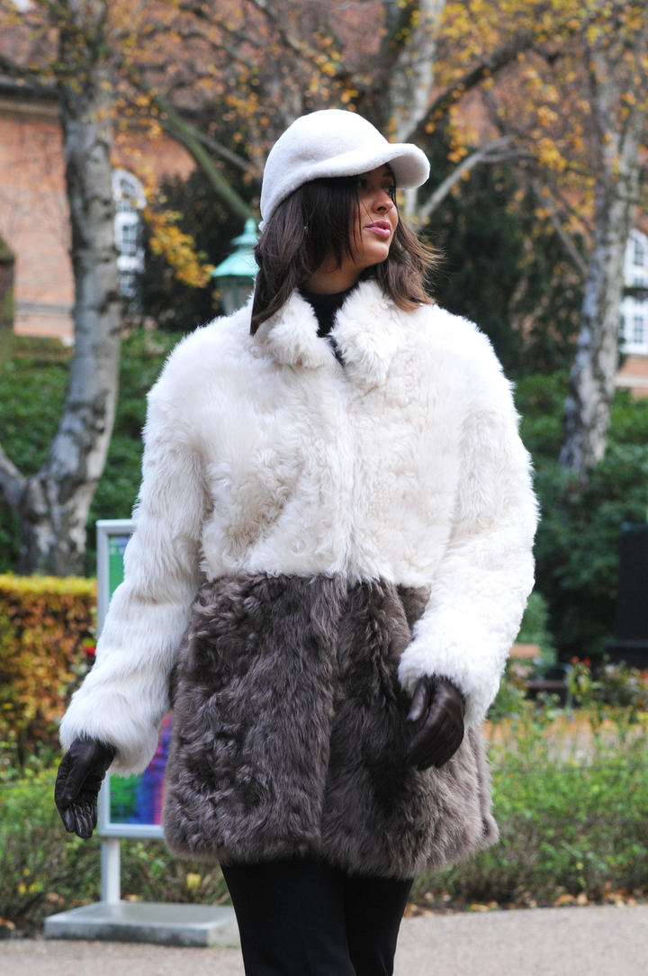 Hida, 80 cm. - Gola - Natural Curly Toscana - Mulher - Bege e Cinza