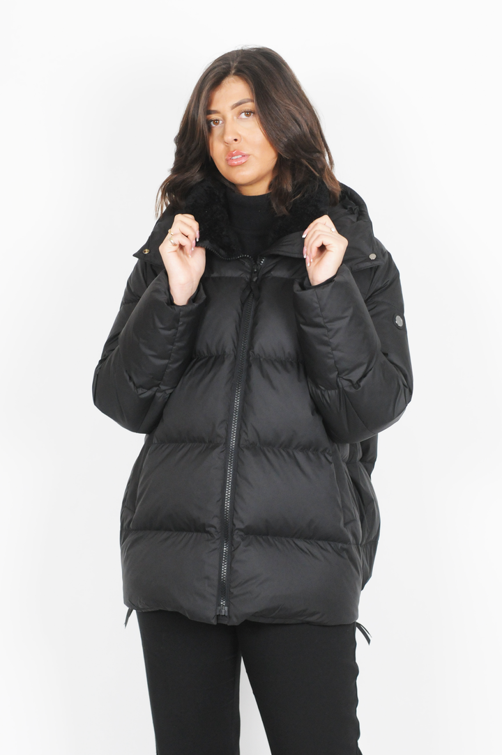 Hester, 75 cm. - Dunjakke med hette - Dame - Svart
