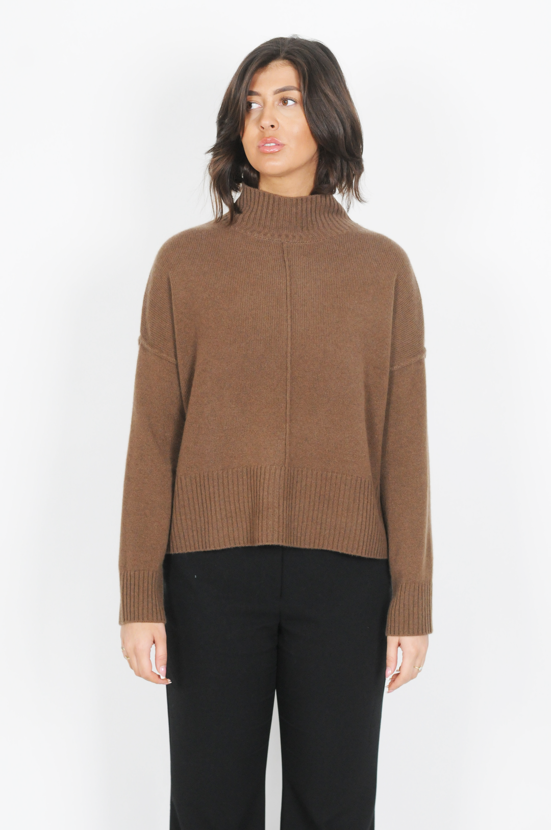 SY-23080 Sweater - 100% Cashmere - Kvinde - Mørkebrun