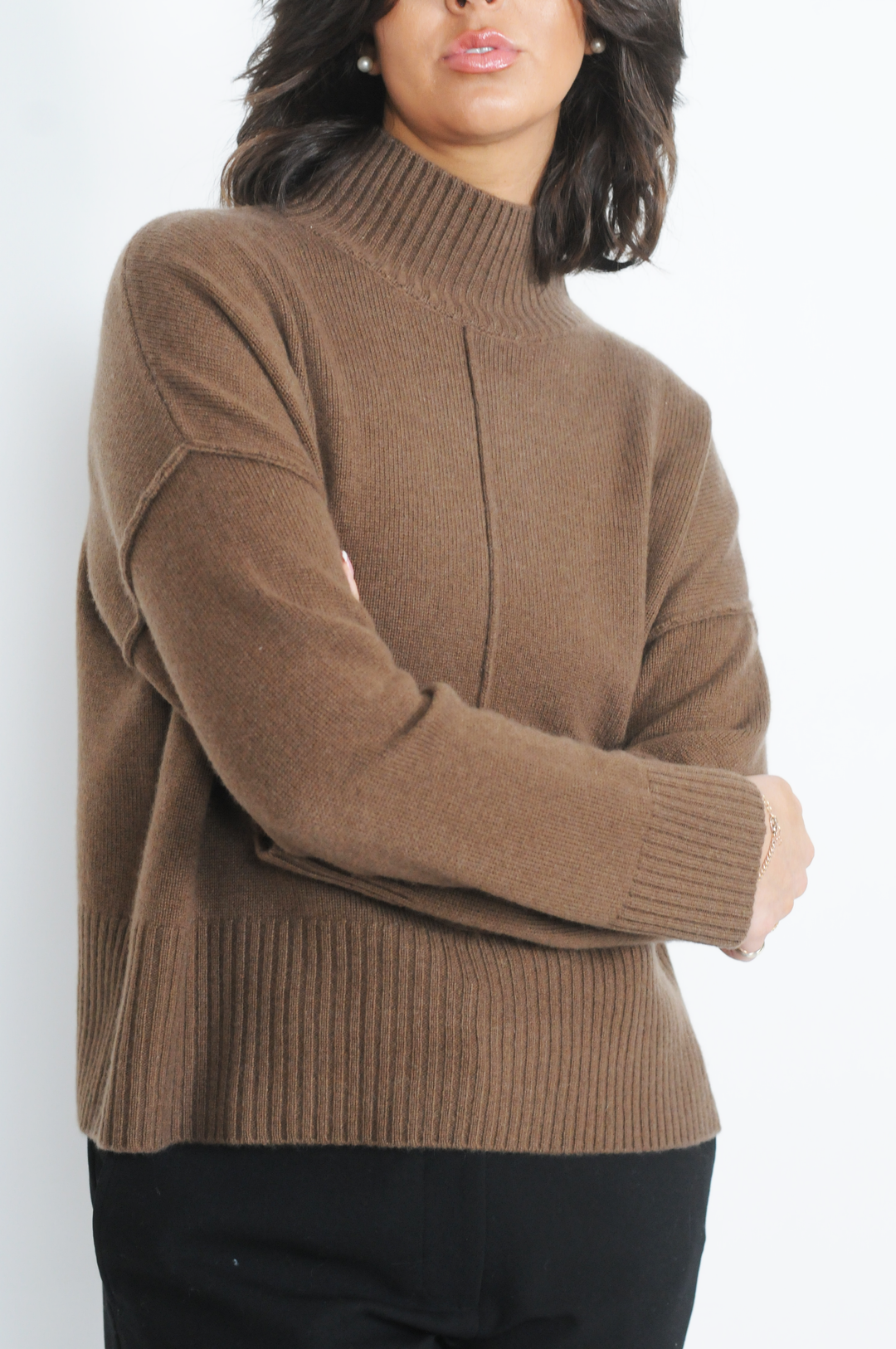 SY-23080 Sweater - 100% Cashmere - Kvinde - Mørkebrun