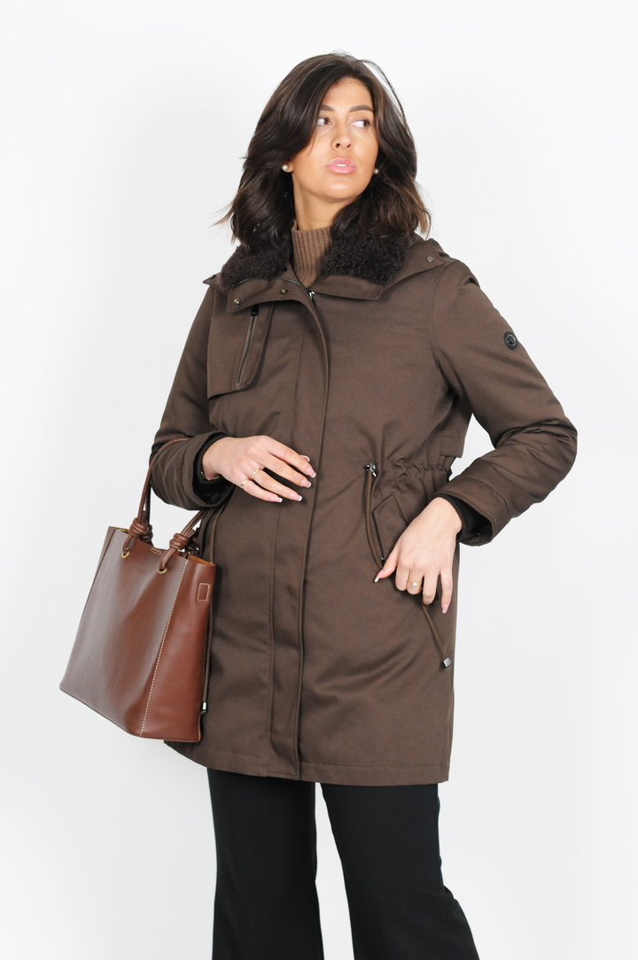 Haagnau, 87 cm. - Textiel jack - Dames - Bruin