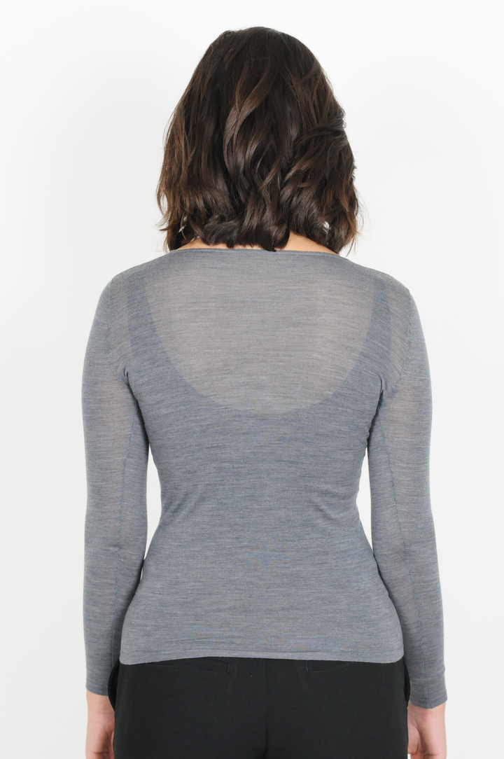 SY-23007 Camicia - 100% Lana - Donna - Grigio scuro