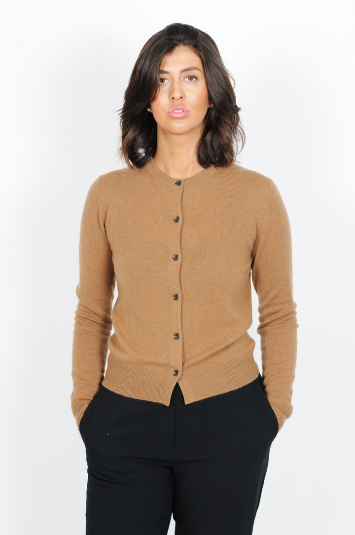 SY-23022 Cardigan - 100% Cashmere - Damer - Dark Camel