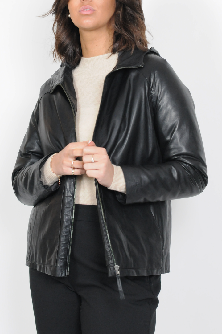 Coline - Hood - Lamsleren jas - Dames - Zwart
