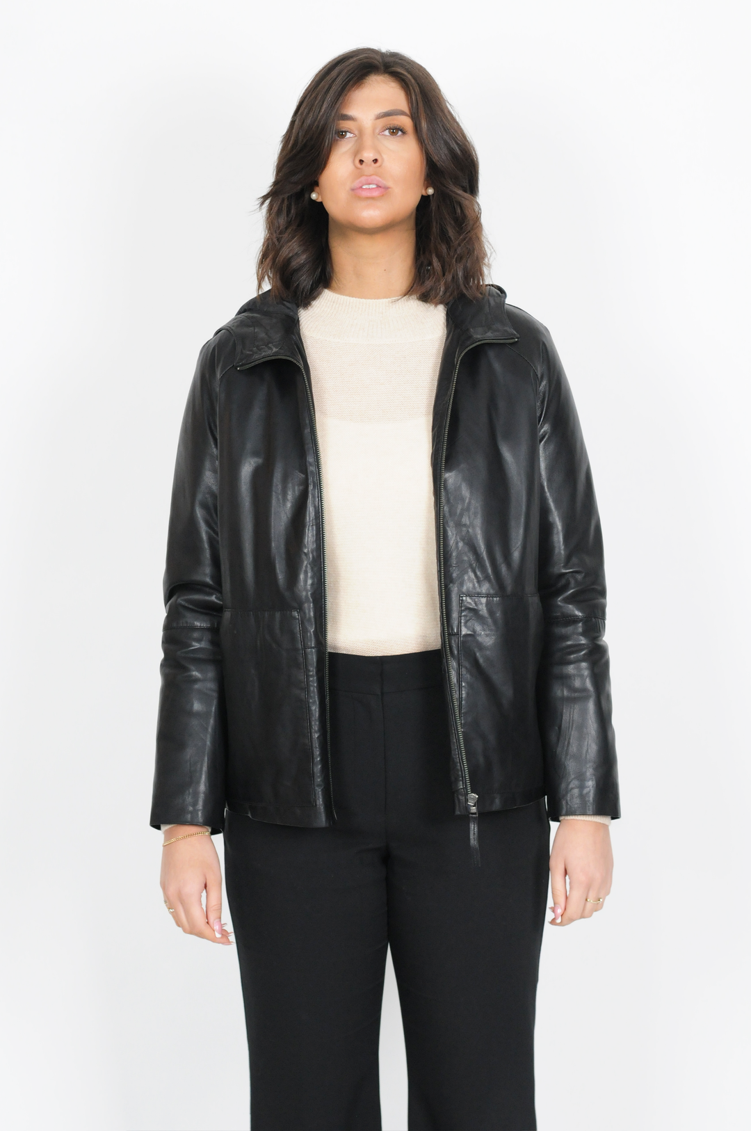 Coline - Hood - Lamsleren jas - Dames - Zwart