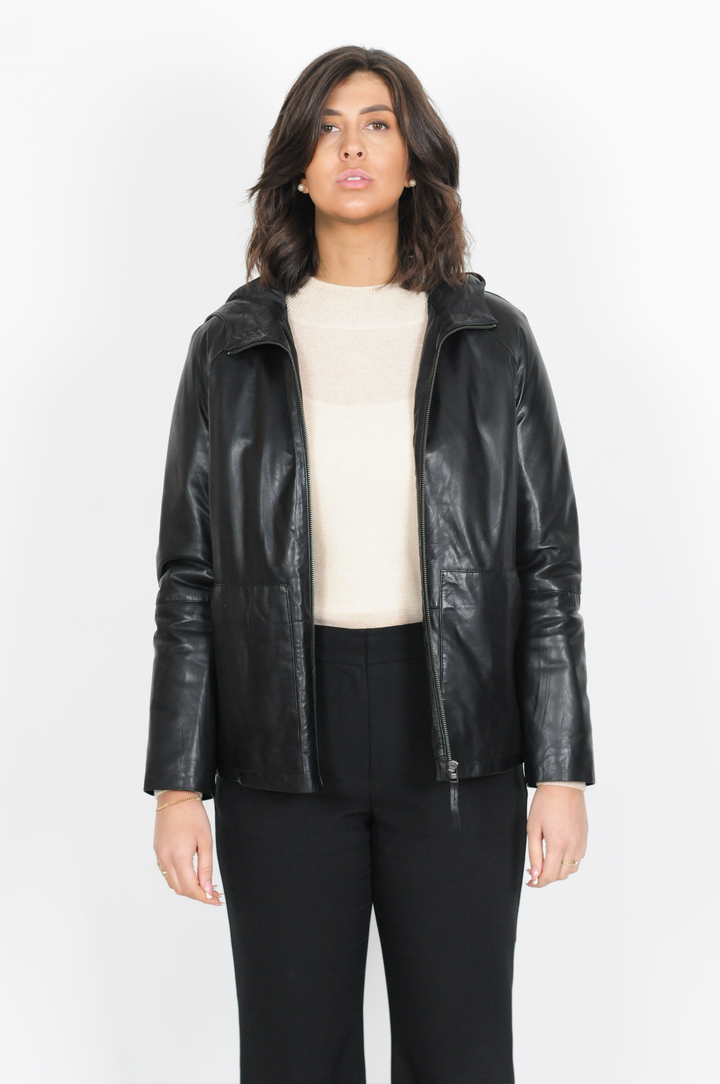Coline - Hood - Lamsleren jas - Dames - Zwart