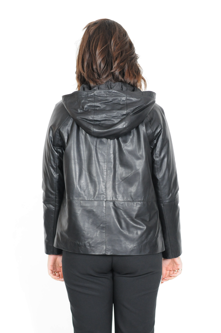 Coline - Hood - Lamsleren jas - Dames - Zwart