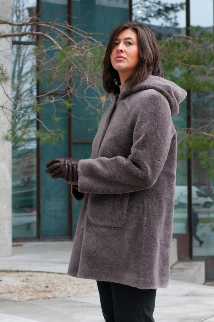 Fernana, 85cm - Capucha - Air Wool - Mujer - Marrón