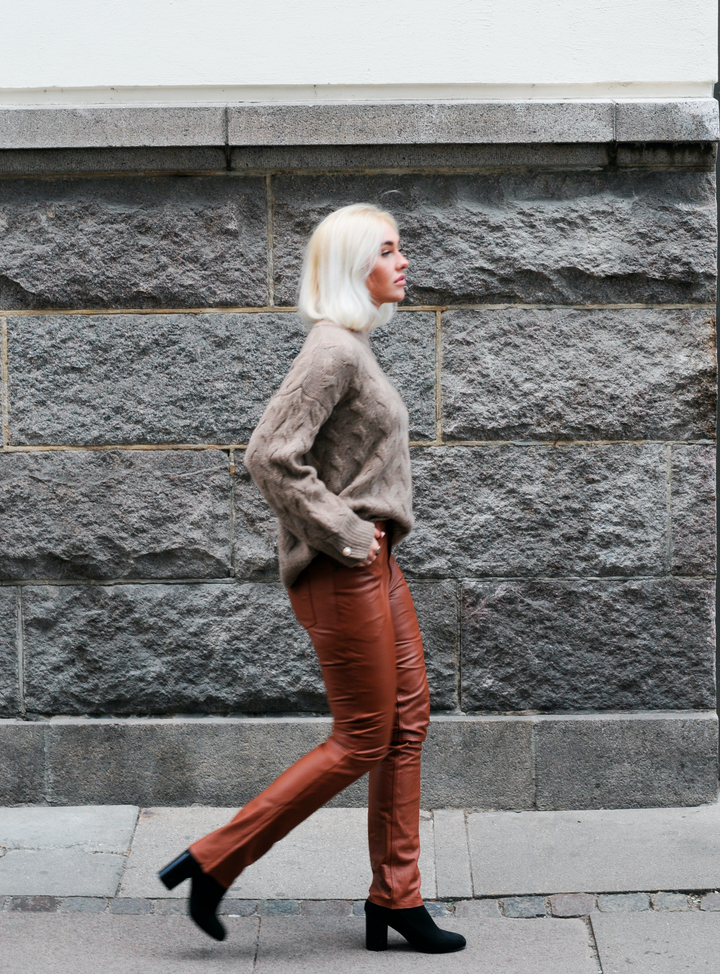 Jill Trouser - Lamb Nappa Skinnbukse - Dame - Dark Tan