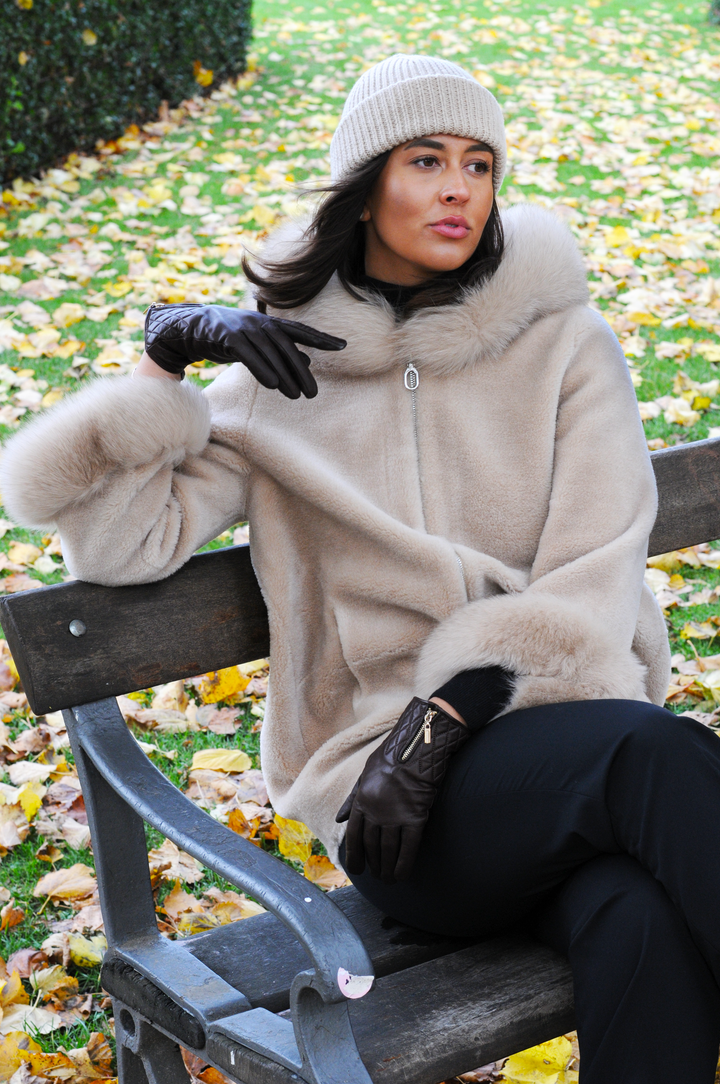 Franciane, 78 cm. - Hætte - Air Wool - Damer - Light Camel