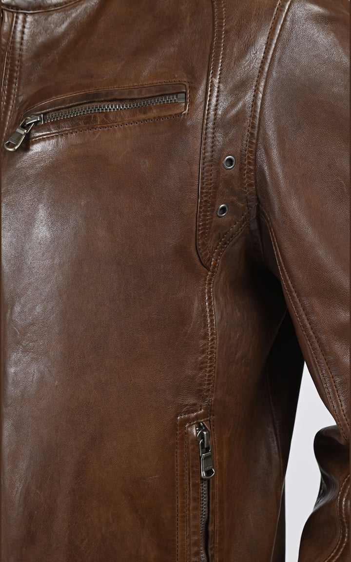 Blouson Cuir Homme Daytona 73, modèle Dustin 100233 de couleur marron