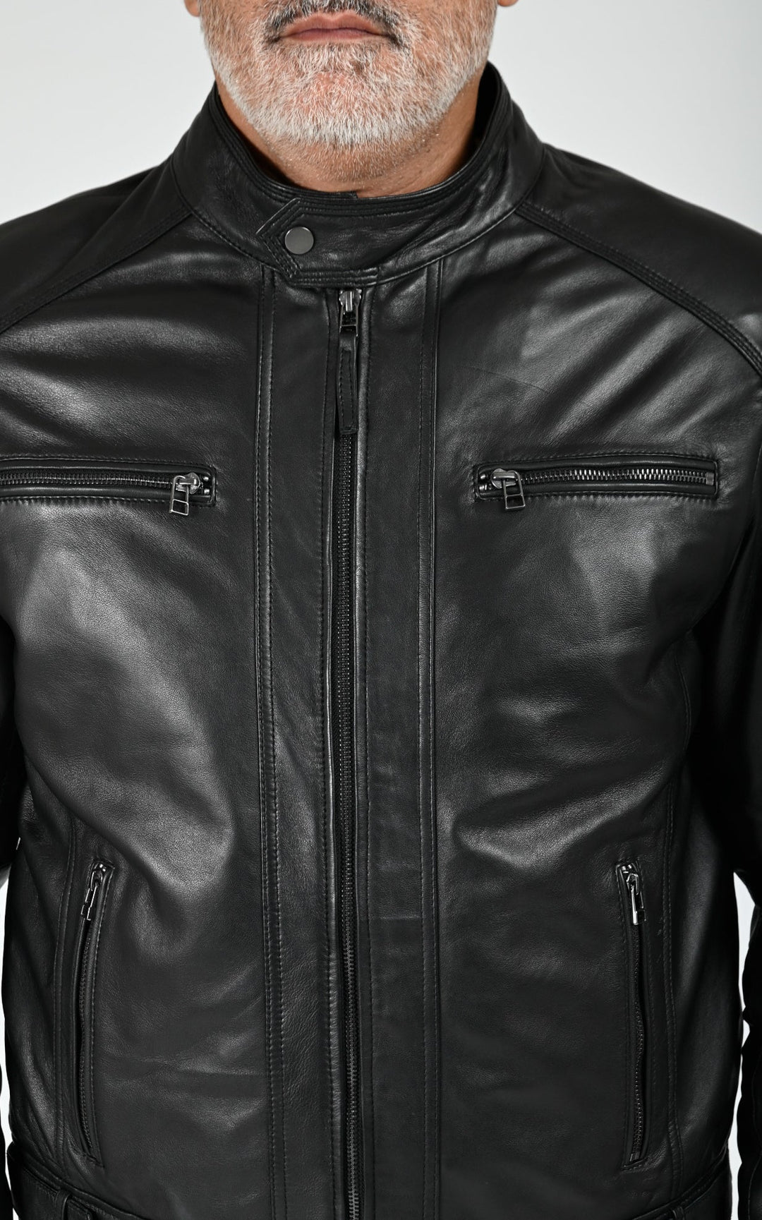 Erico Black Hooded Leather Jacket - Men