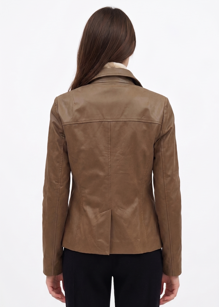 Tova, 56 cm. - Lam Malli Leer - Dames - Latte