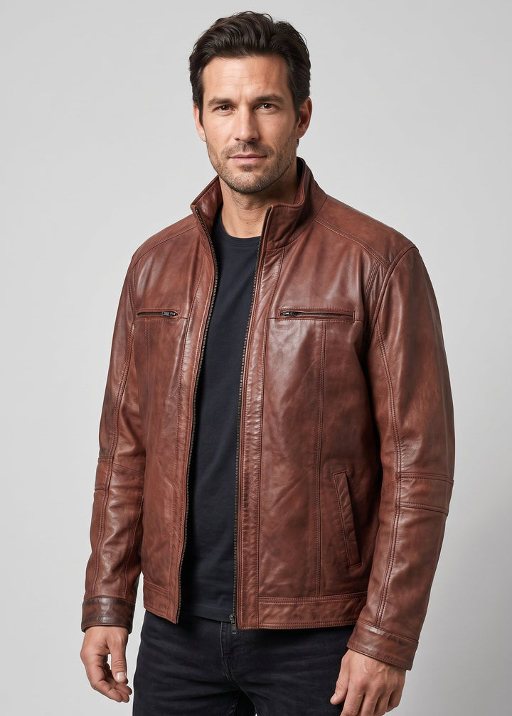 Leather Jacket - Copper Brown - Men