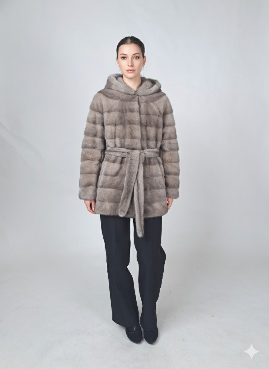 Victoria, 75 cm. - Hette - Mink - Dame - Sølvblå