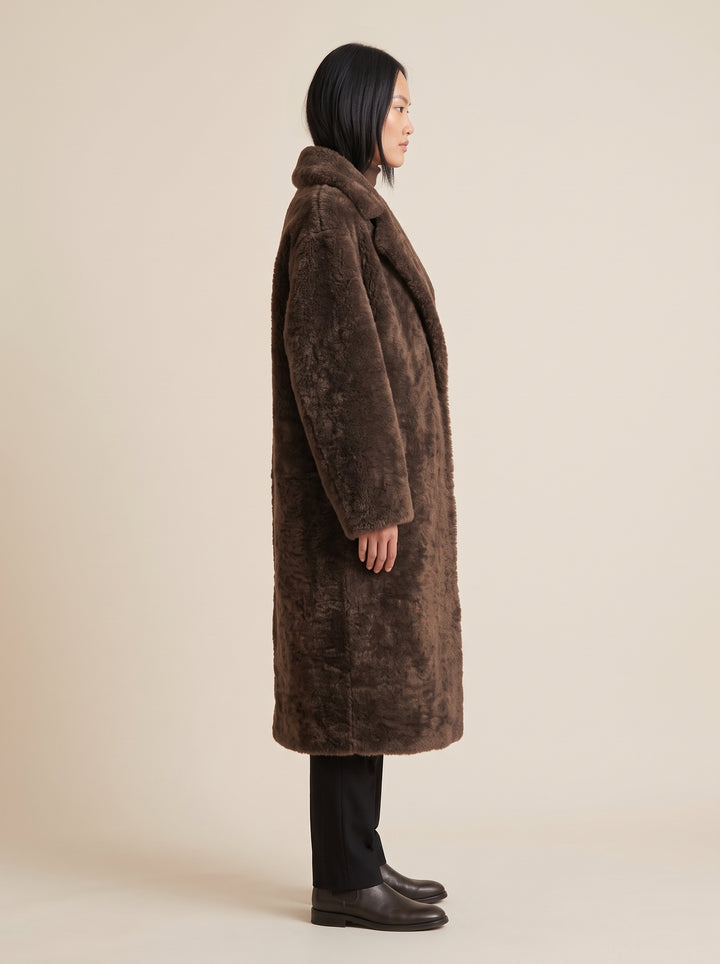 Hella, 95 cm. - Collar Curly Lamb - Women - Brown