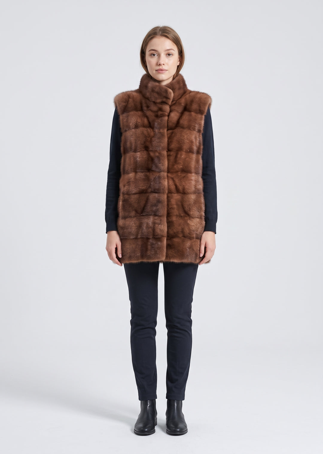 Gilet Nelly, 70 cm. - Vison - Femmes - Pastel