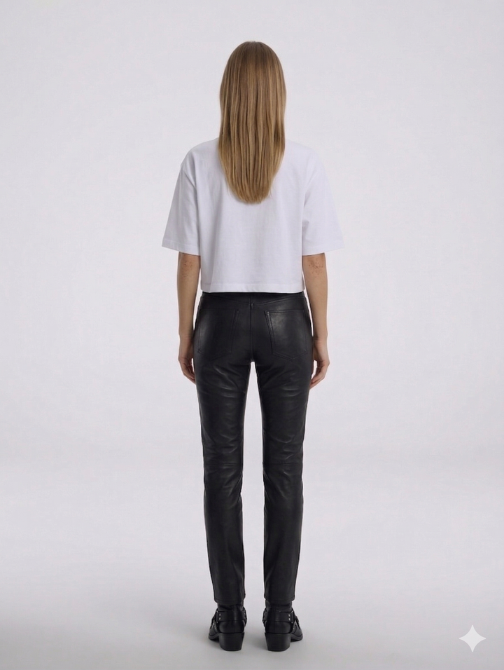 Jill Trouser - Pantalón de piel de napa de cordero - Mujer - Negro