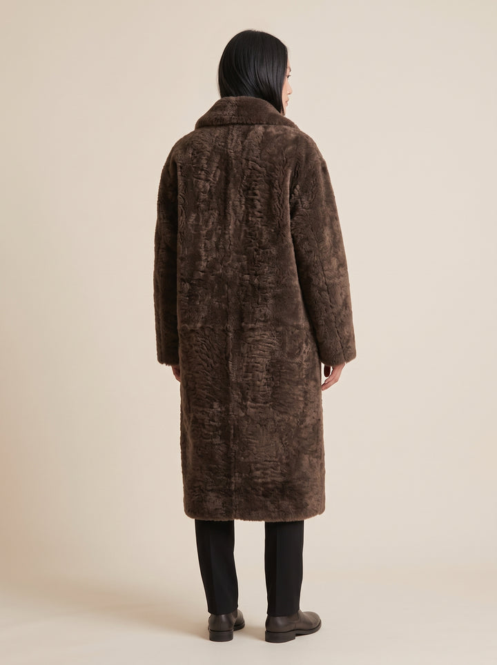 Hella, 95 cm. - Collar Curly Lamb - Women - Brown